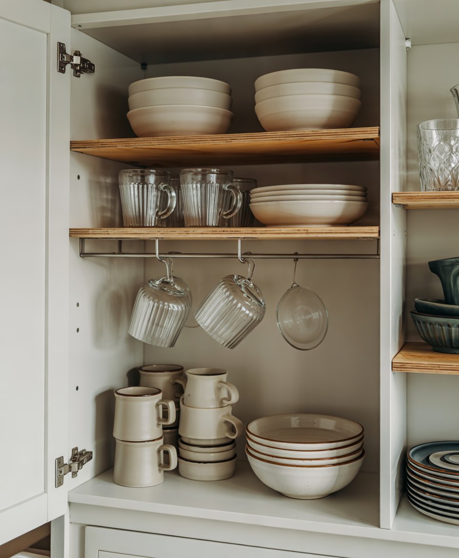 Luxury Kitchen Cabinet Organization Ideas with Open Shelving