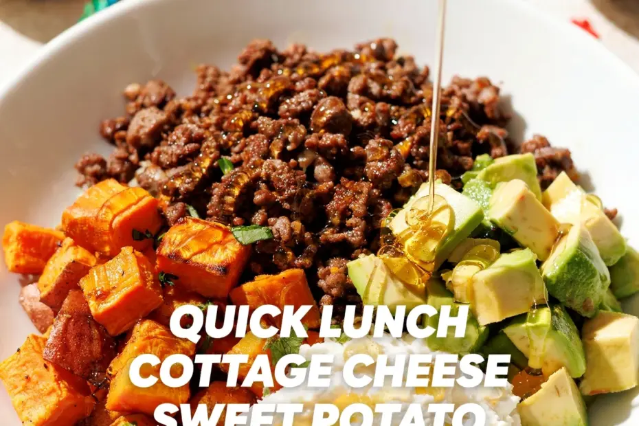 Cottage Cheese Sweet Potato Beef Bowl | High Protein Quick Lunch | Hot Honey Glaze