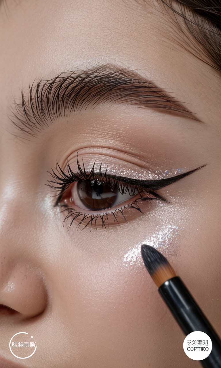 Glossy Eyeshadow Makeup Tutorial: Shimmering Eye Look with Eyeliner