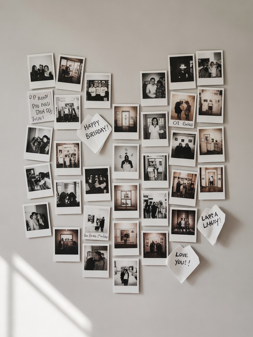 DIY Polaroid Photo Wall Collage Bedroom Decor Ideas