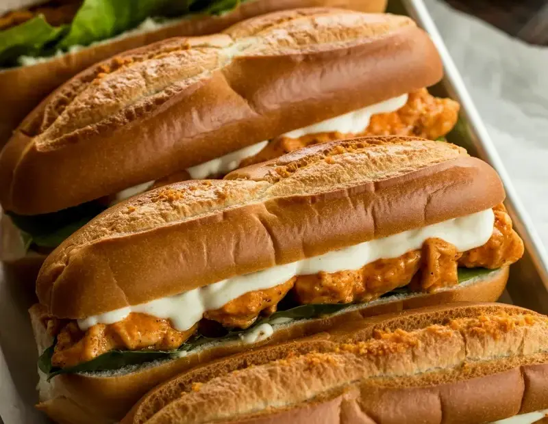 Buffalo chicken subs for game day - easy crowd pleaser