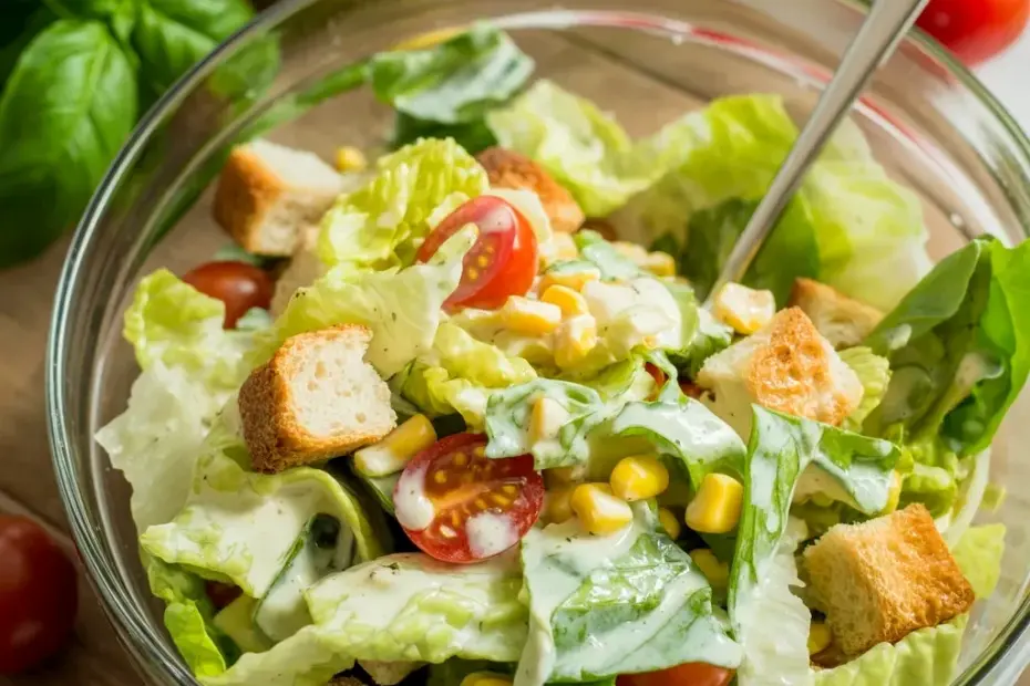 Budget Caesar Salad with Corn and Cherry Tomatoes | Cheap & Easy Dinner