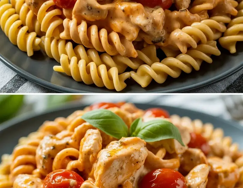 Creamy Chicken Fusilli Pasta | Easy Dinner Recipe with Tomatoes and Basil