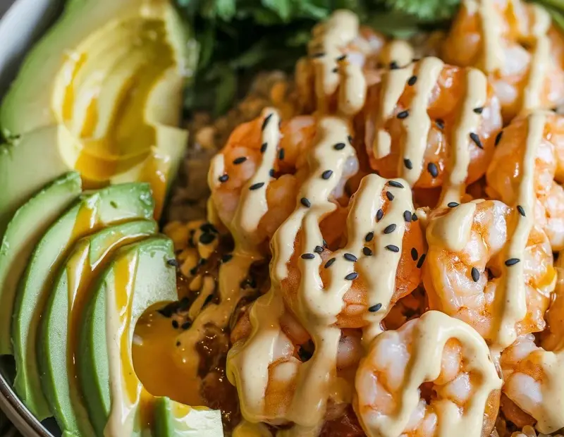 Teriyaki Shrimp Bowl Recipe | Glazed Shrimp with Avocado and Black Sesame | Quick Easy Dinner