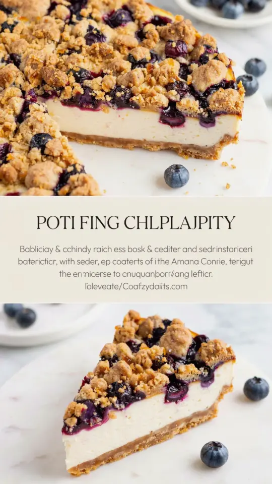 Blueberry Crumble Cheesecake Recipe | Easy Dessert with Fresh Blueberries | Perfect for Mother's Day