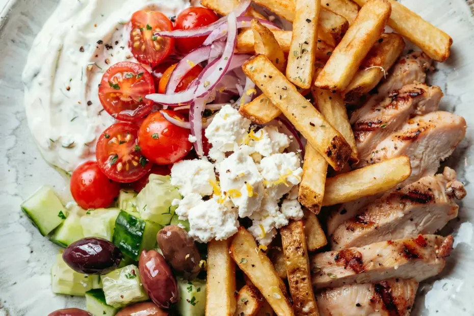 Greek Chicken Plate with Tzatziki & Fries | Easy Comfort Food Dinner Idea