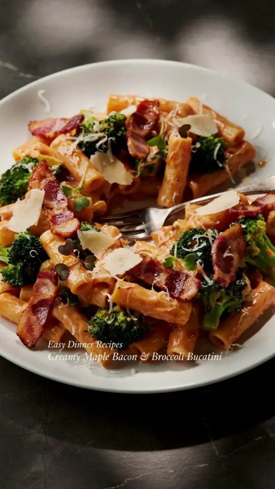 Creamy Maple Bacon Broccoli Bucatini: The Before & After Weeknight Pasta