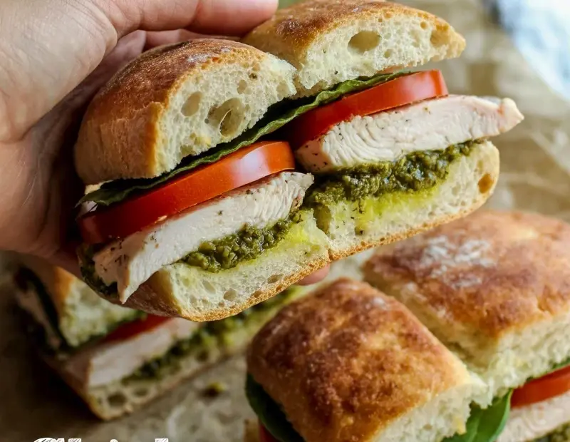 Chicken Pesto Caprese Sandwiches on Ciabatta – Easy 15-Minute Lunch