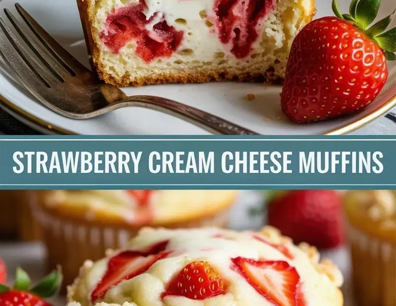 Strawberry Cream Cheese Muffins - See the Gooey Center Inside!