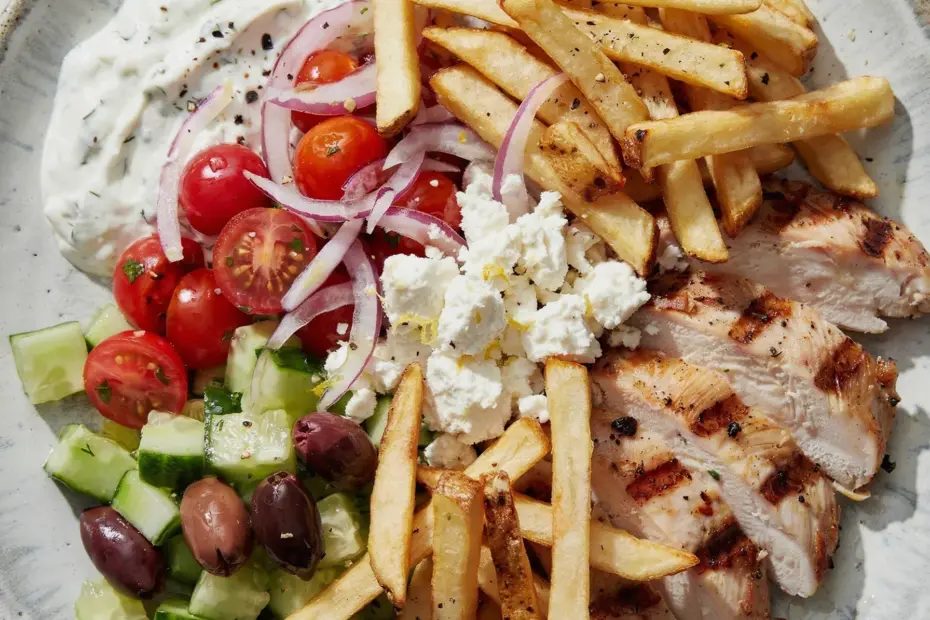 Greek Style Chicken Plate with Tzatziki & Fries - My Cozy Weeknight Favorite